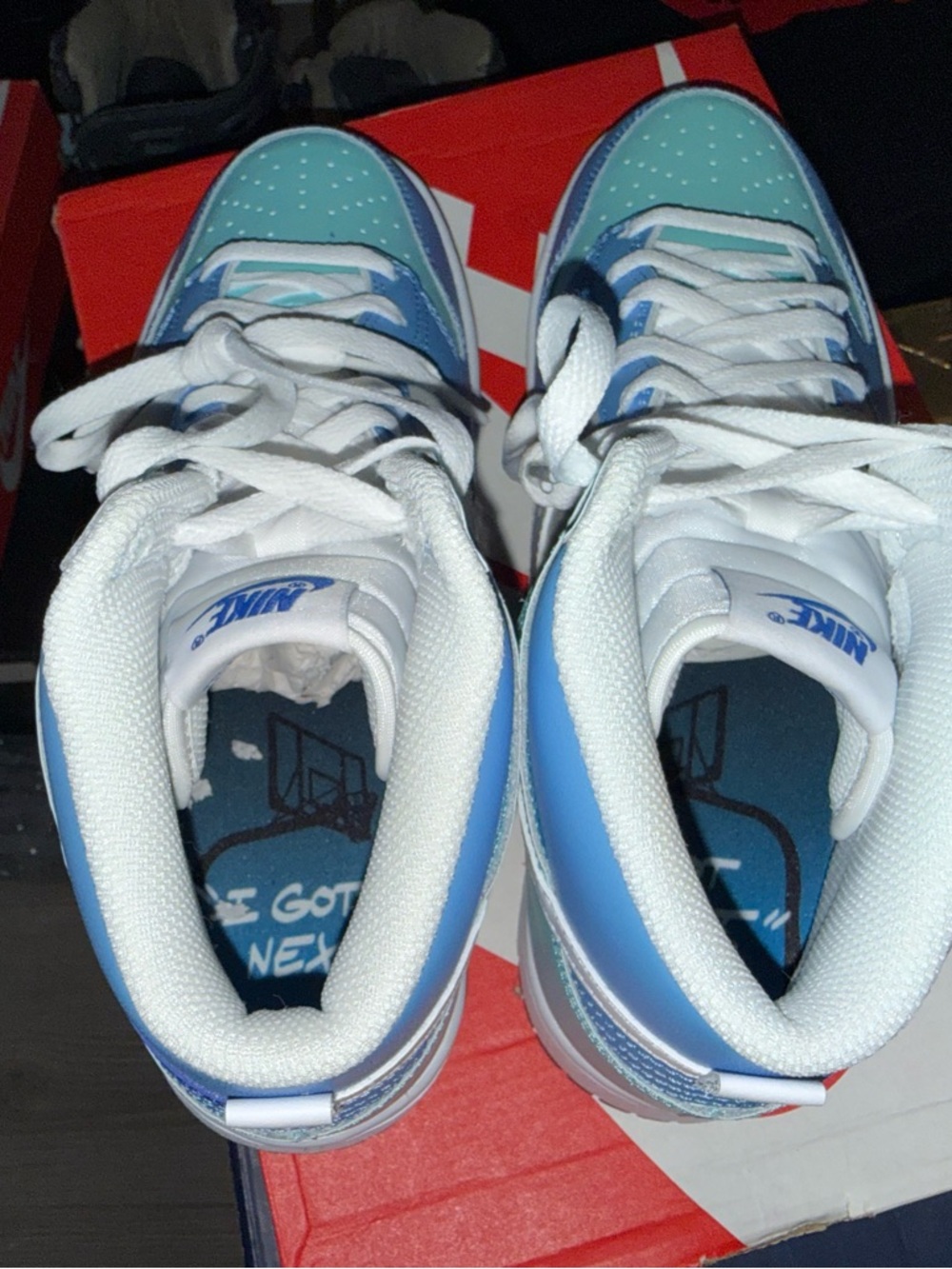 Nike High-Top Sneakers in Light Blue, Teal & Royal Blue - Picture 5 of 5